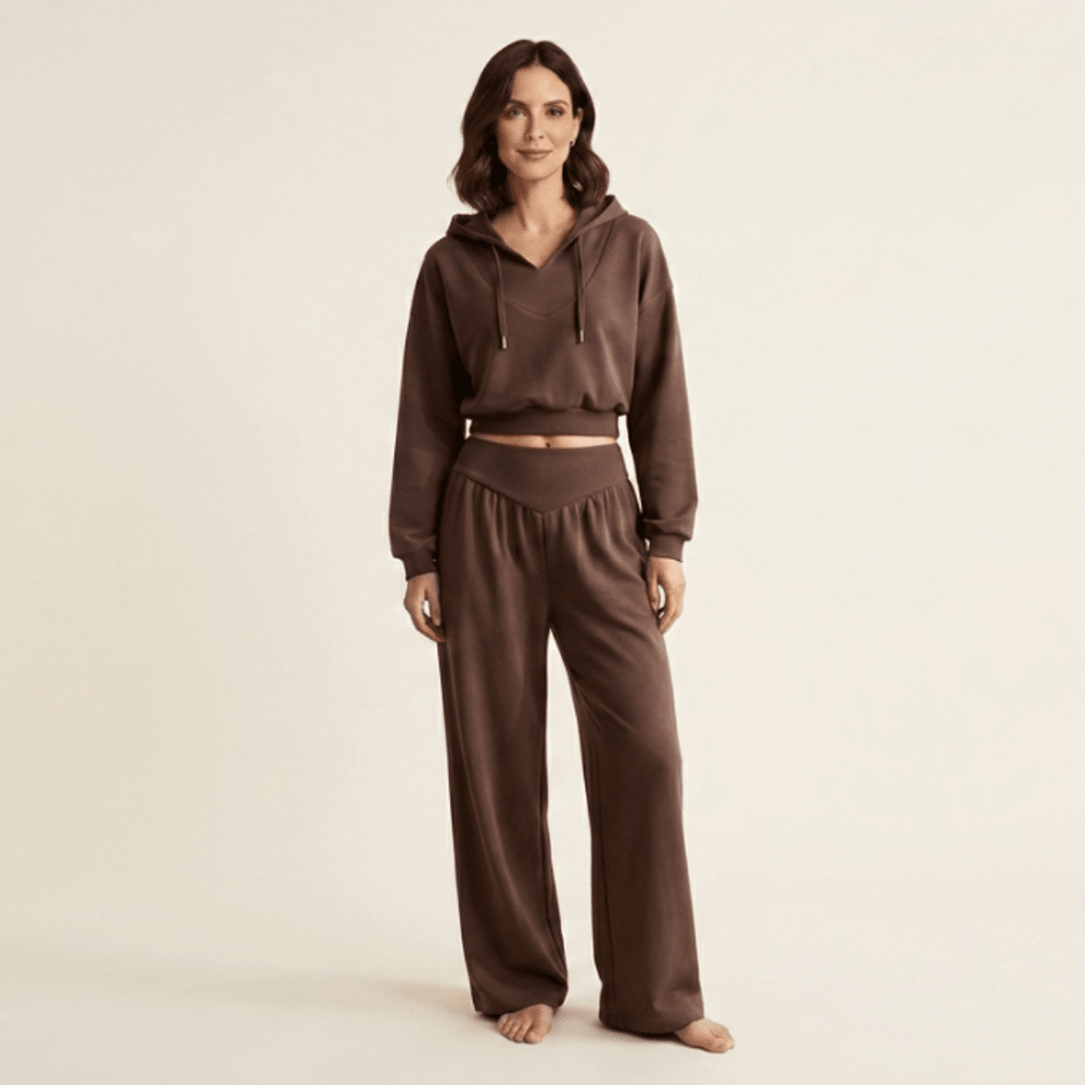 Valeria - Conjunto de sudadera corta y pantalón ancho