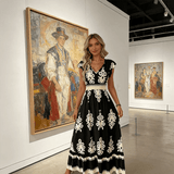 Candela - Vestido maxi barroco con escote en V