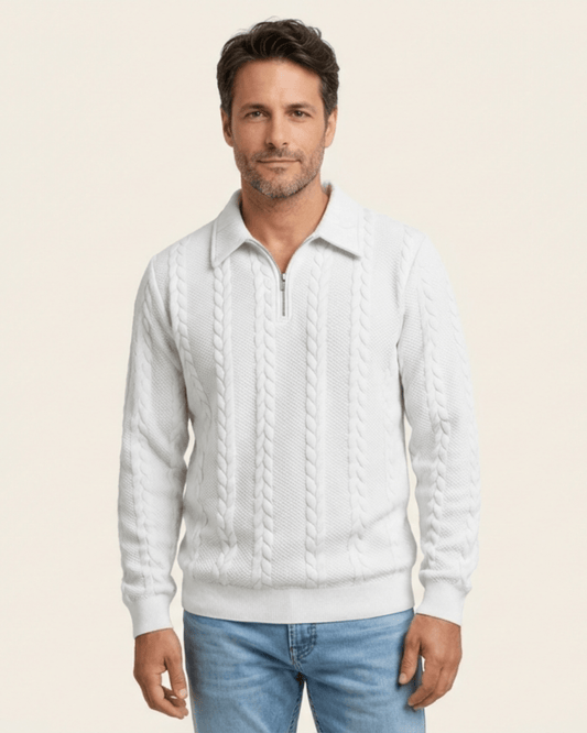 Hugo – Suéter de punto trenzado con media cremallera - Camila Fashions