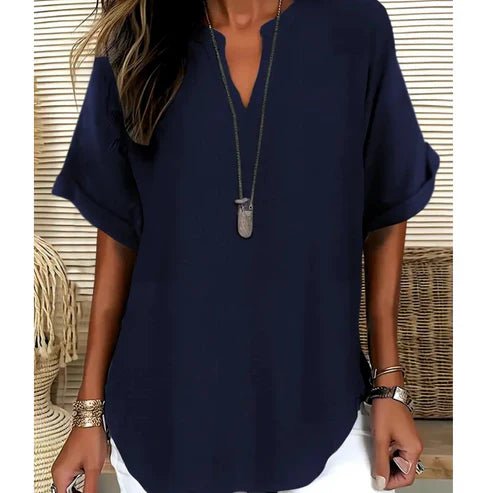 Celia - Blusa lisa de manga corta y corte holgado