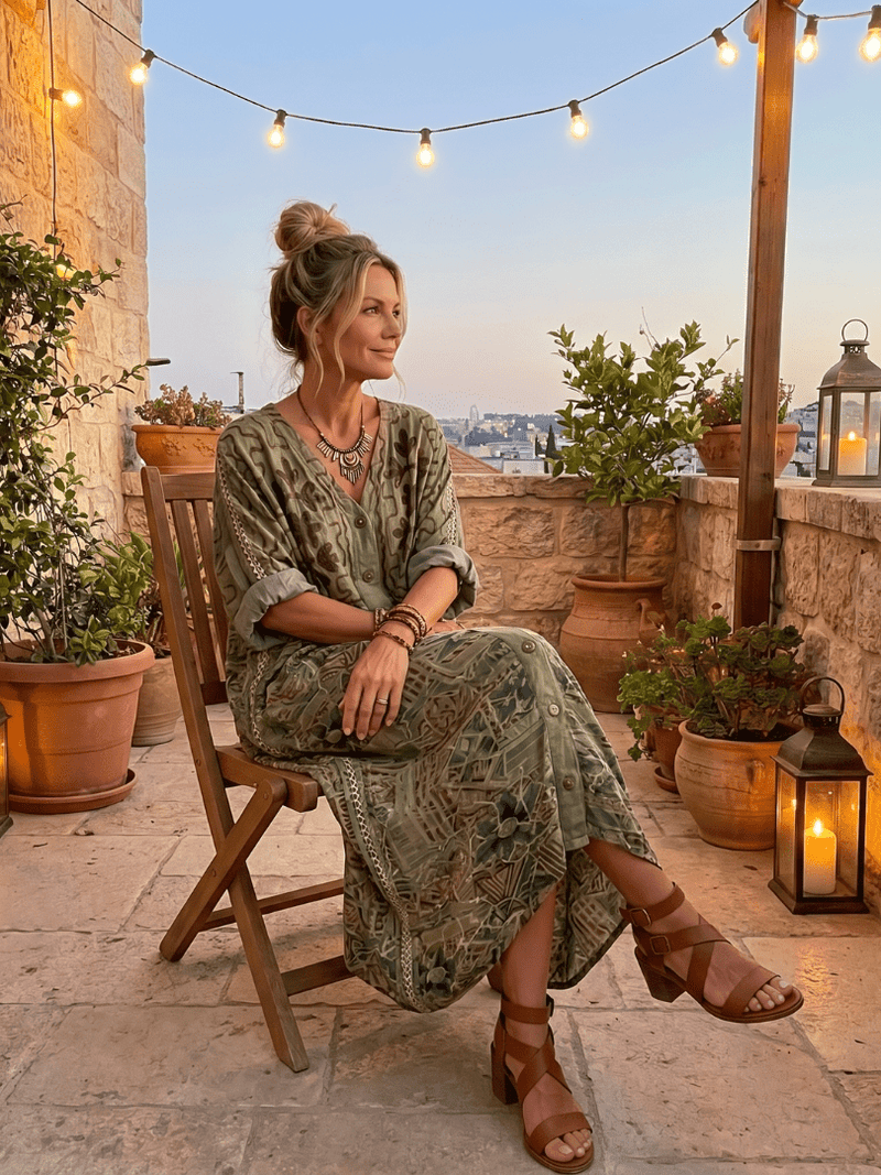 Aleta | Button Front Oversized Pocket Midi Dress