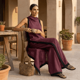 Marina | Conjunto asimétrico de túnica y pantalón amplio