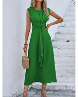 Eva - Elegant Sleeveless Dress with Adjustable Waist - Camila Fashions