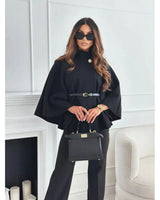 Lea | Elegant Belted Jacket with Butterfly Sleeves - Camila Fashions