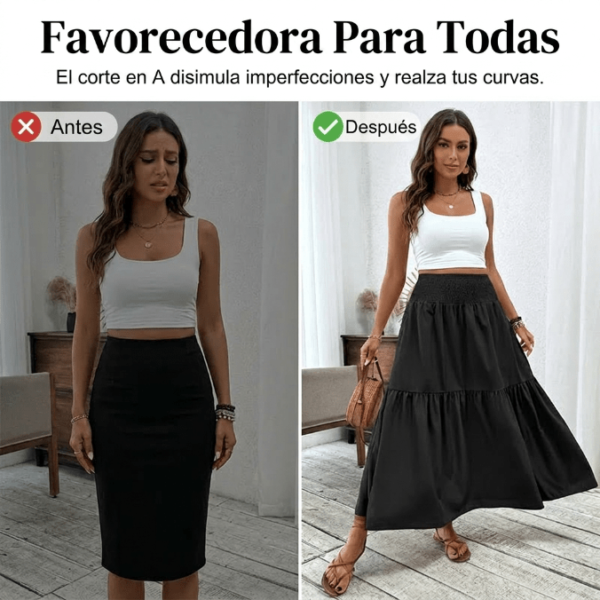 Gabriela - Falda larga fluida de cintura alta