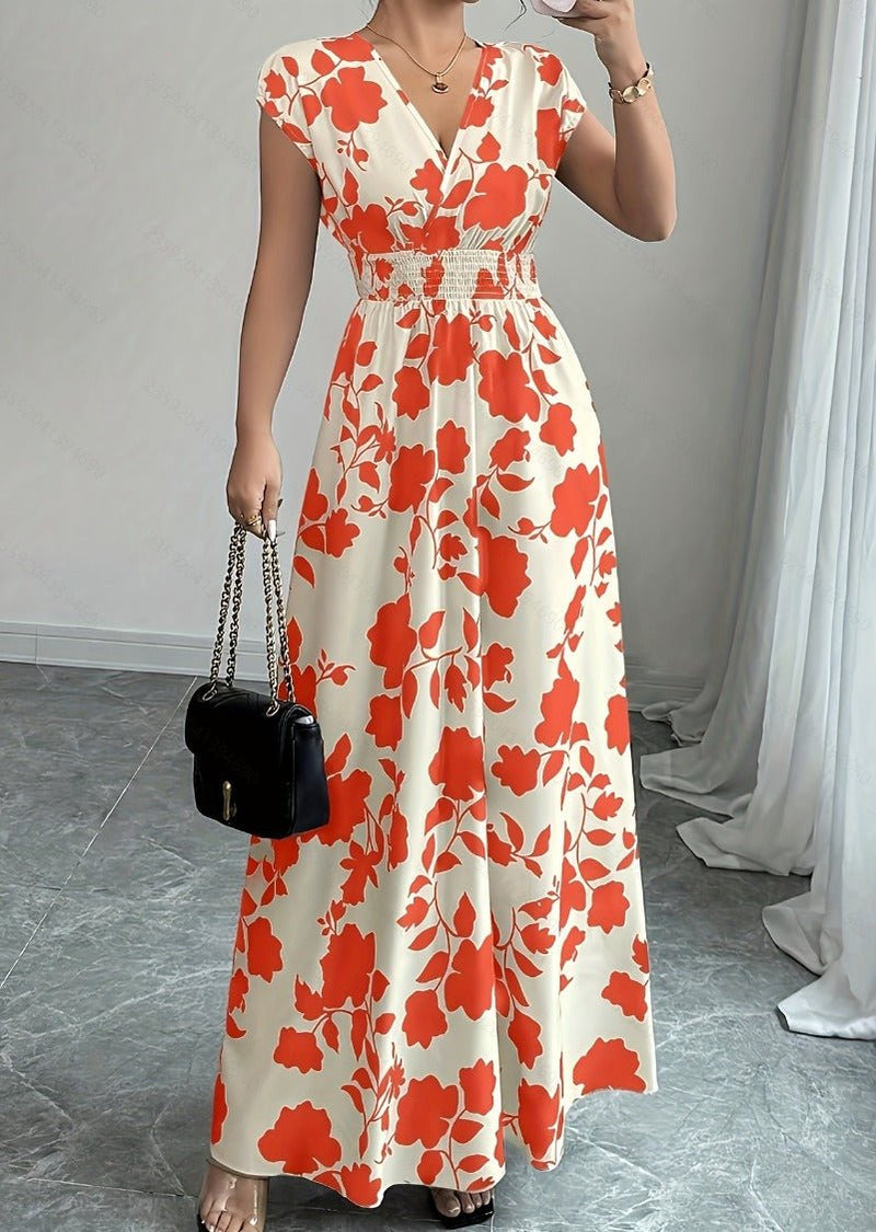 Clara - Vestido floral largo con escote en V