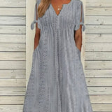 Valeria - Vestido midi calado con escote en V