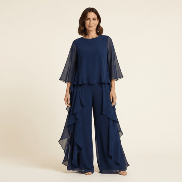 Aurora - Conjunto elegante de chiffon con volante