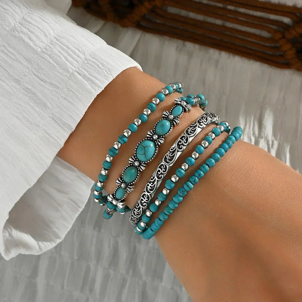 Maelia | Elegant Multi-Strand Turquoise Bracelet