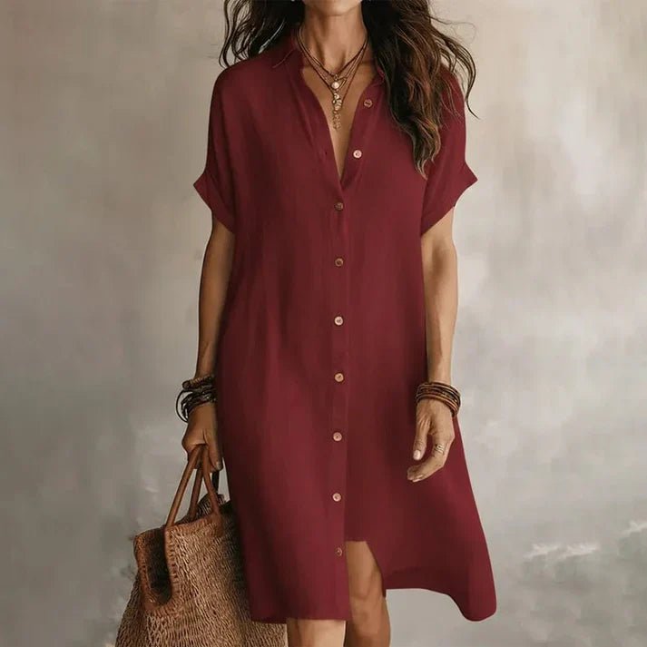 Elena | Vestido camisero de manga corta elegante
