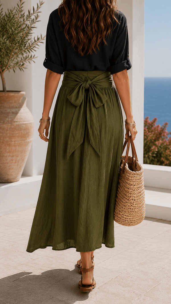 Palermo Set | Flowing Shirt & Tie-Waist Maxi Skirt