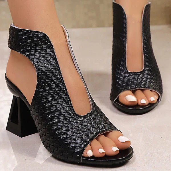 Greta - Elegantes sandalias de tacón con punta abierta