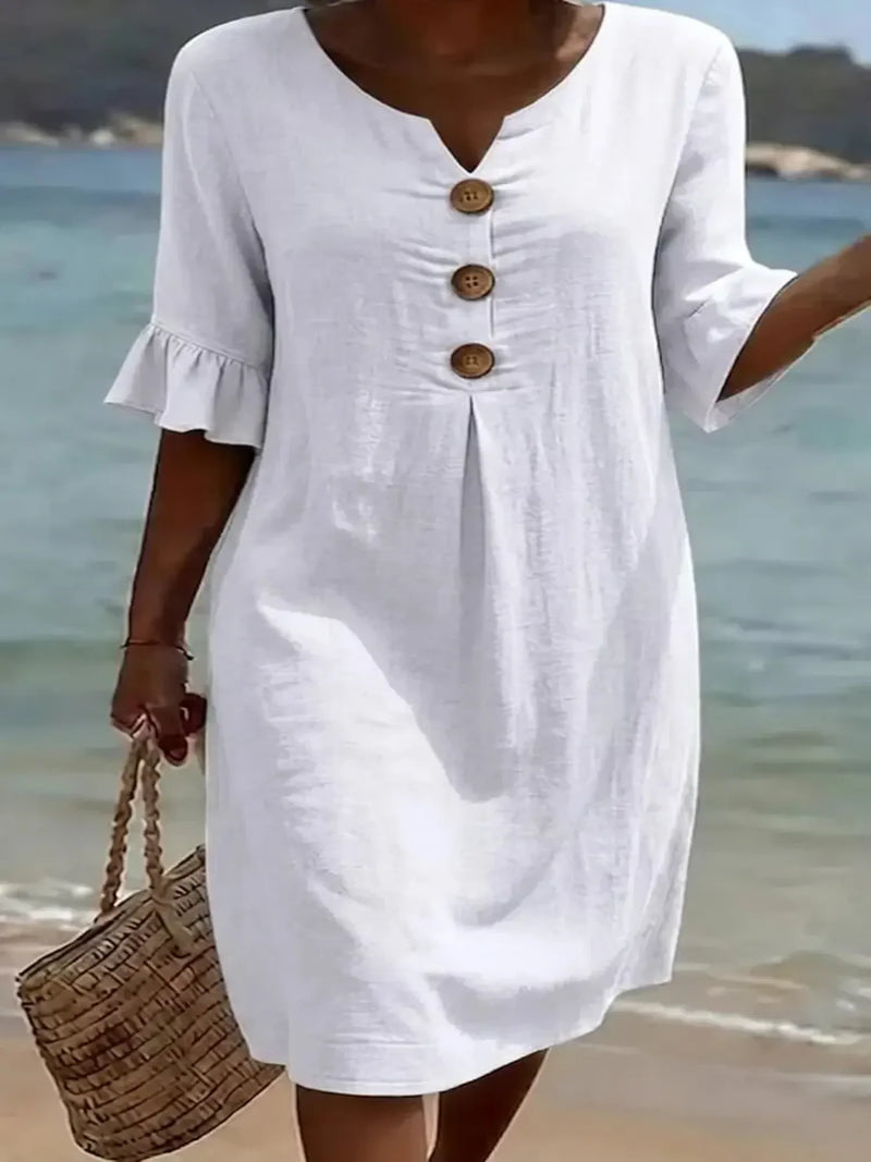 Vanesa™ | Robe Texturée Avec Manches Bouffantes et Boutons