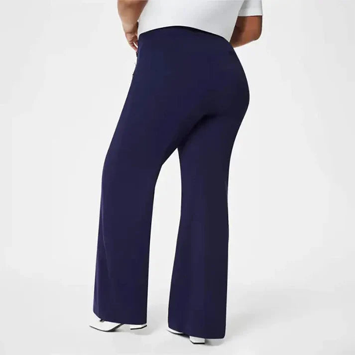 Mónica- Pantalón elástico de tiro alto y botones dorados