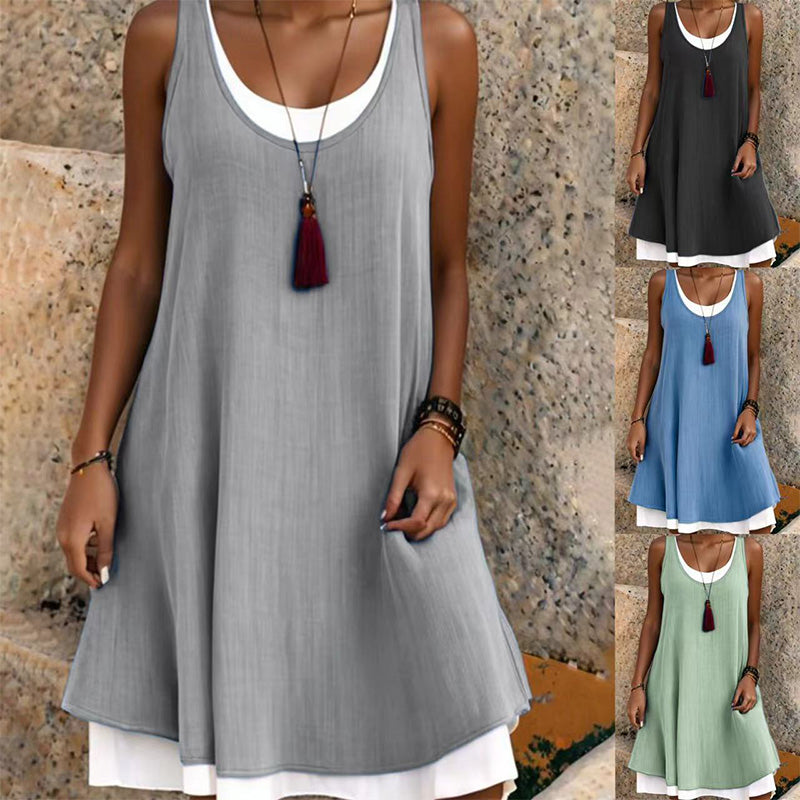 Victoria | Vestido veraniego sin tirantes con efecto superpuesto