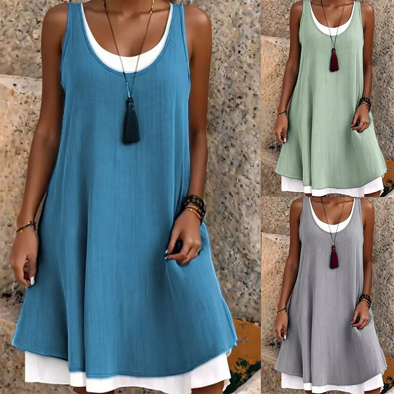 Victoria | Vestido veraniego sin tirantes con efecto superpuesto
