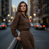 Valeria - Conjunto de sudadera corta y pantalón ancho