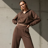 Valeria - Conjunto de sudadera corta y pantalón ancho