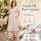 Women's V-Neck Floral Print Dress with Twist Waist